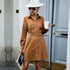 New Shirt Models Lapels Long-sleeved Corduroy Dresses - ROUTINE FASHION